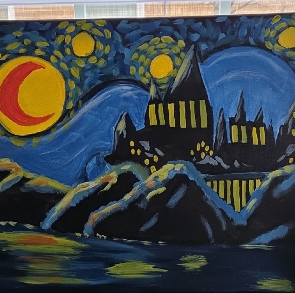 Starry Night-Inspired Castle Painting